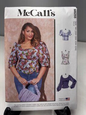 McCalls M8255 Misses Top Sewing Pattern Size 26W 28W 30W 32W Uncut